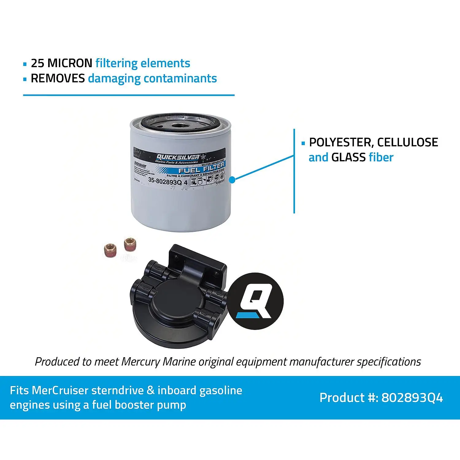 Quicksilver 802893Q4 Water Separating Fuel Filter Kit for Mercury and Mariner Outboards and MerCruiser Sterndrive and Inboard Engines - Image 5
