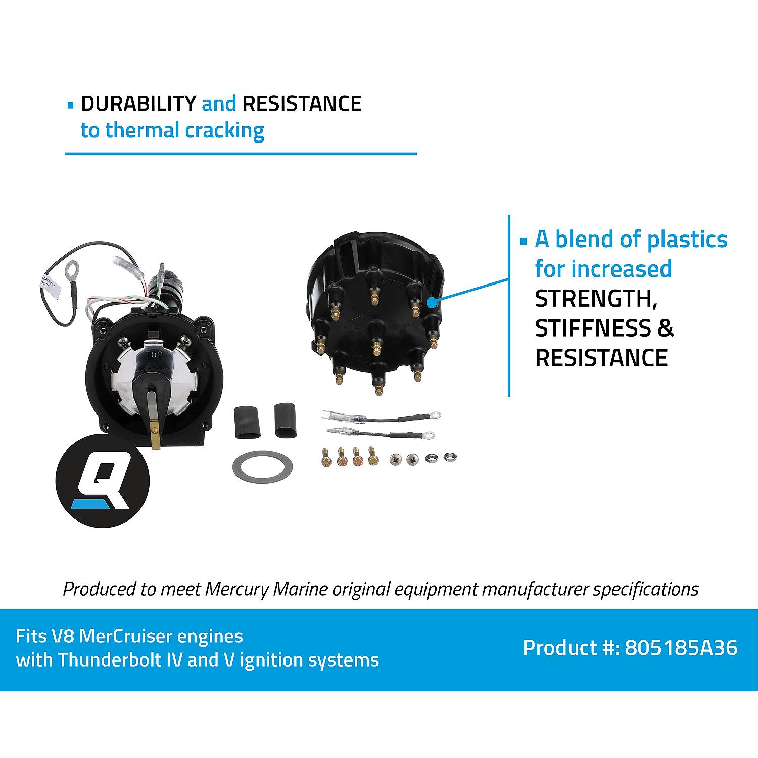 Quicksilver 805185A36 Distributor Assembly for Marinized V8 MerCruiser Engines Made by General Motors w/ Thunderbolt IV and V Ignition Systems
