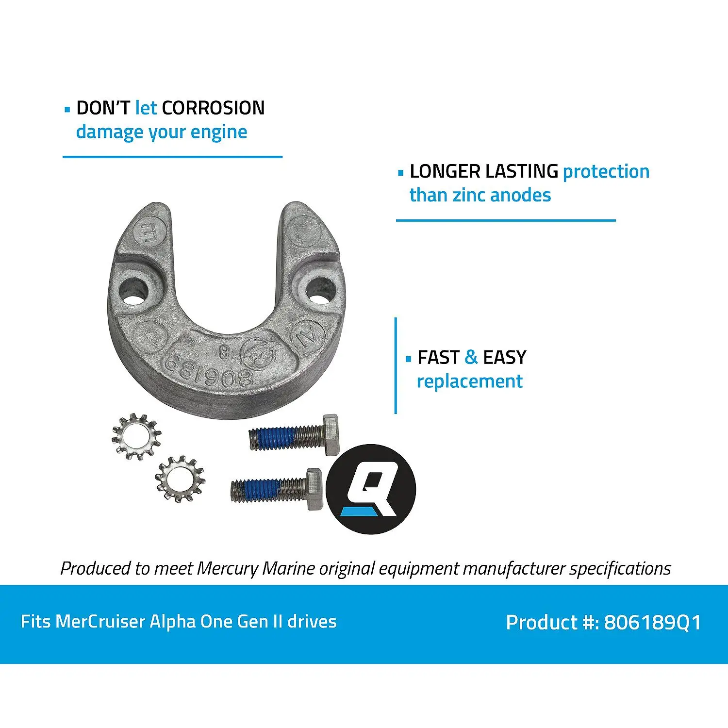 Quicksilver 806189Q1 Aluminum Anode for MerCruiser Alpha One Gen II Trim Cylinders - Image 3