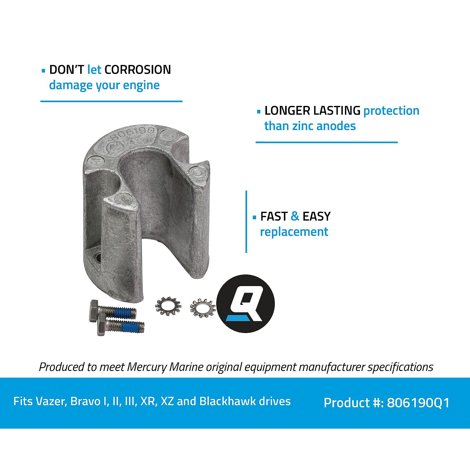 Quicksilver 806190Q1 Aluminum Anode for Bravo Drive Trim Cylinder for Bravo, Blackhawk and Vazer Drives - Image 3