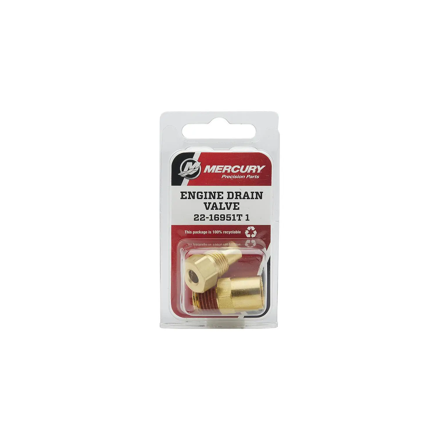 16951T1 Brass Drain Plug, MerCruiser Block & Exhaust Manifolds