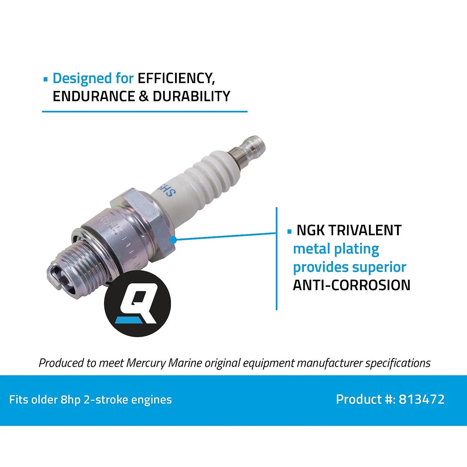 Quicksilver 813472 NGK BR6HS Standard Spark Plug, 1 Pack - Image 2