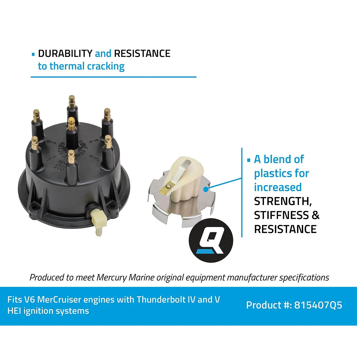 Quicksilver 815407Q5 Distributor Cap Kit for Marinized V6 Engines by General Motors with Thunderbolt IV and V HEI Ignition Systems - Image 5