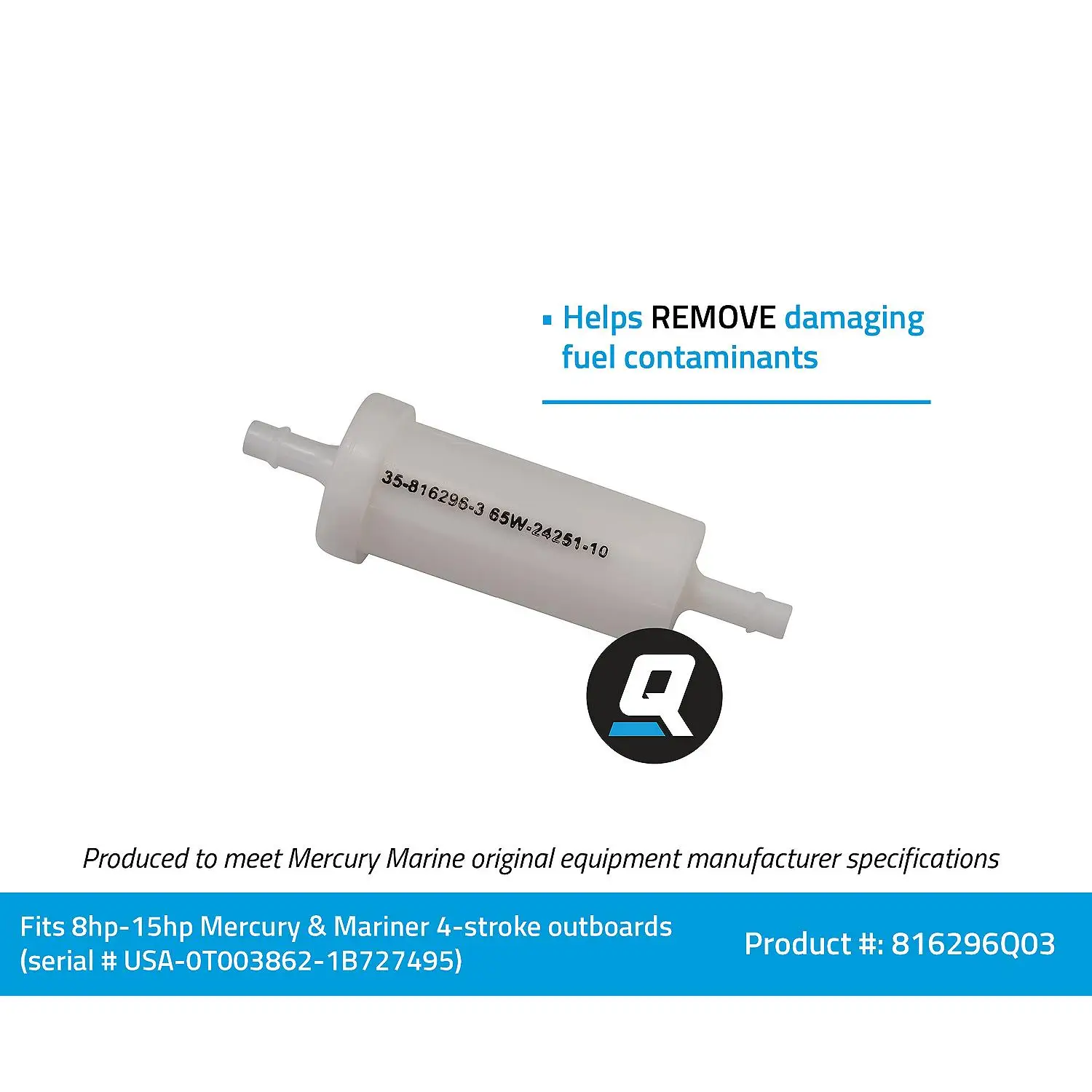 Quicksilver 816296Q03 Inline Fuel Filter Element for Mercury and Mariner Outboards - Image 3