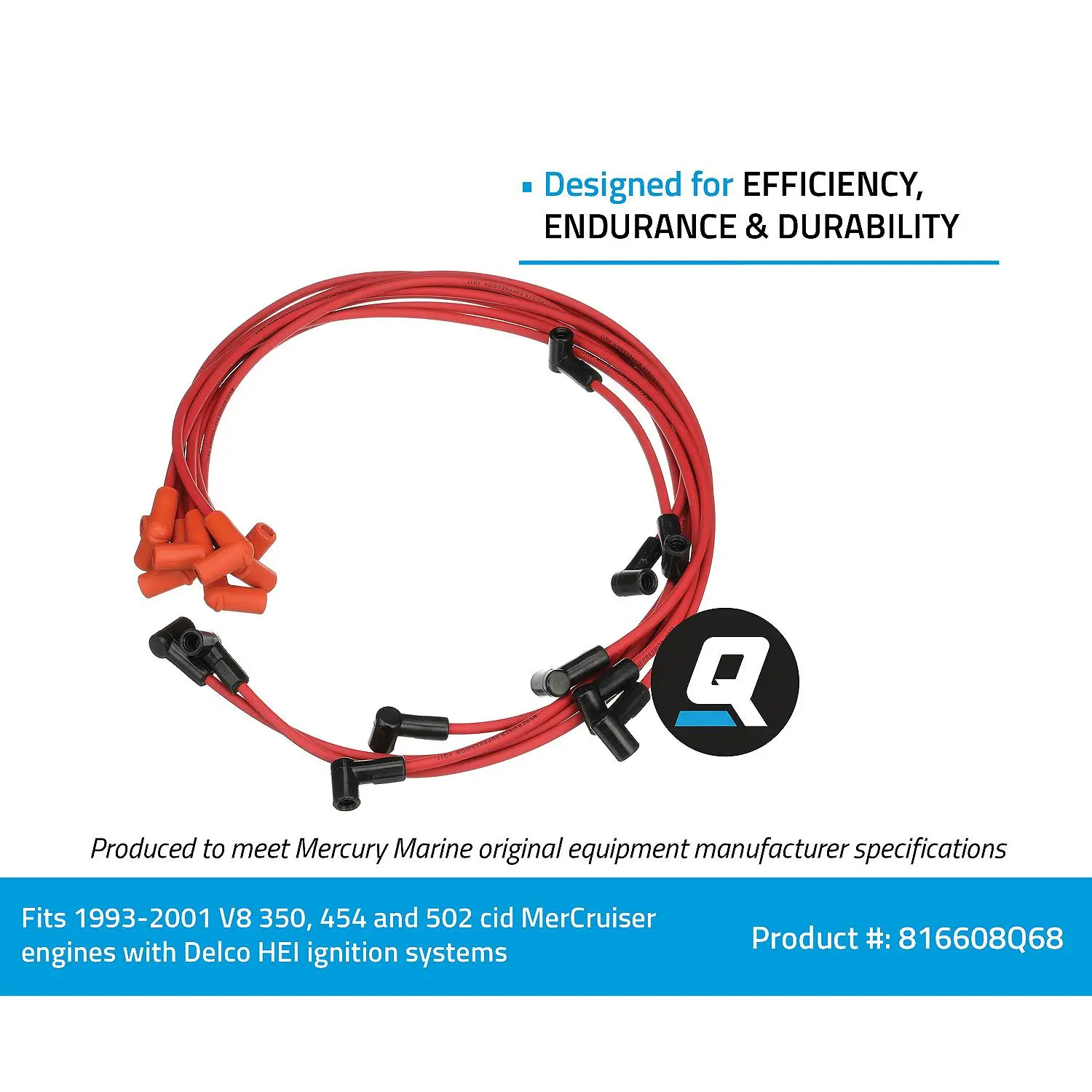 Quicksilver 816608Q68 Red Wire Spark Plug Wire Kit - Image 5