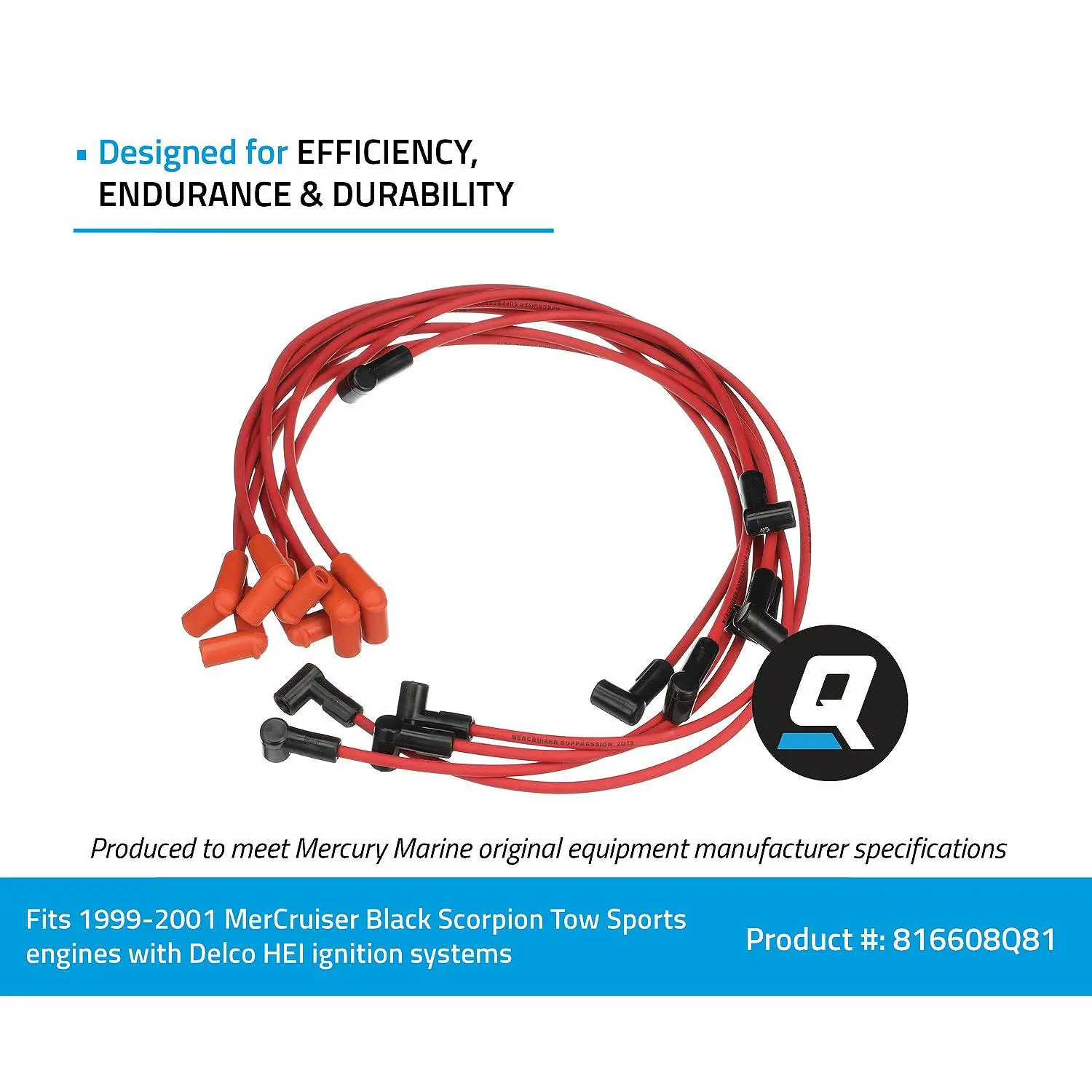 Quicksilver 816608Q81 Red Wire Spark Plug Wire Kit - Image 5