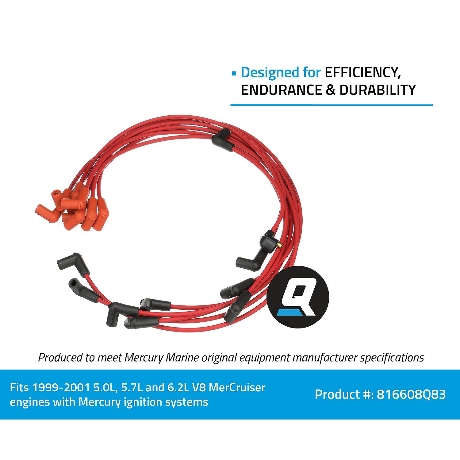 Quicksilver 816608Q83 Red Wire Spark Plug Wire Kit - Image 4