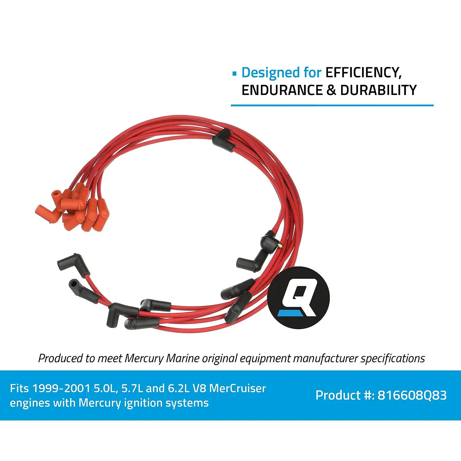 Quicksilver 816608Q83 Red Wire Spark Plug Wire Kit - Image 4