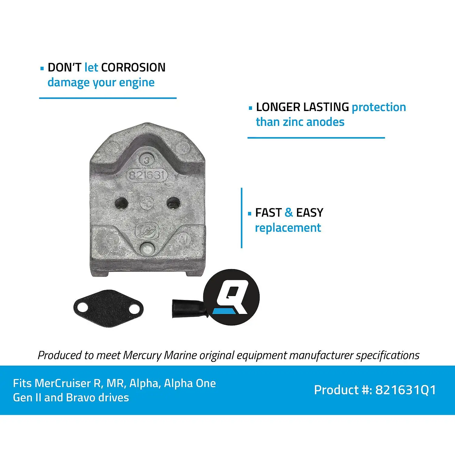 Quicksilver 821631Q1 Aluminum Gimbal Housing Anode for MerCruiser Drives - Image 3
