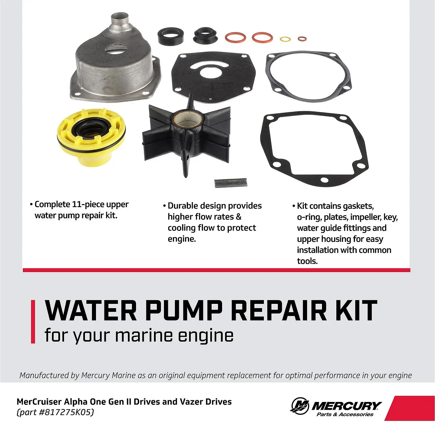 Mercury Upper Water Pump Repair Kit 817275K05 for MerCruiser Alpha One Gen II Drives