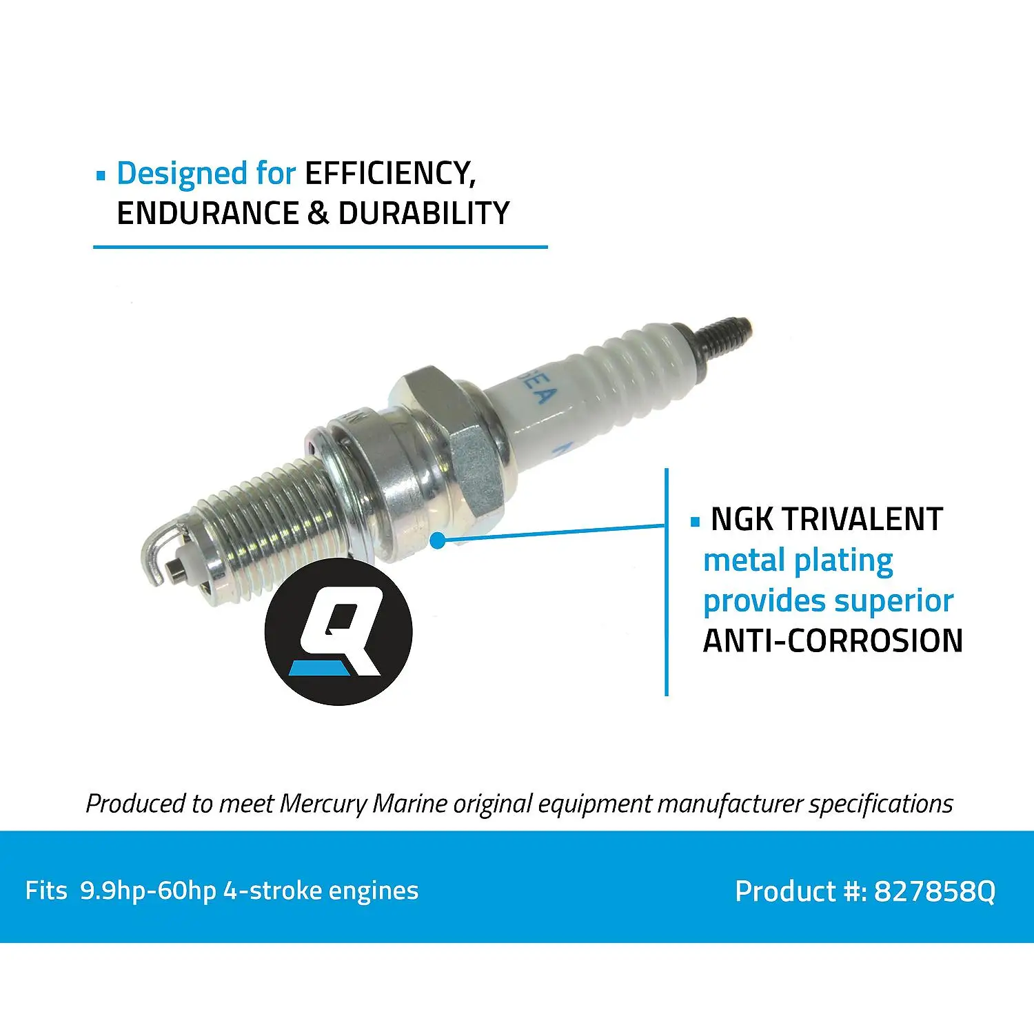 Quicksilver 827858Q NGK DPR6EA-9 Standard Spark Plug, 1-Pack - Image 4