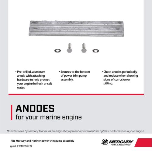 Mercury Aluminum Anode Kit 818298T1 for Select Mercury and Mariner Outboards and All V6 and OptiMax Outboards