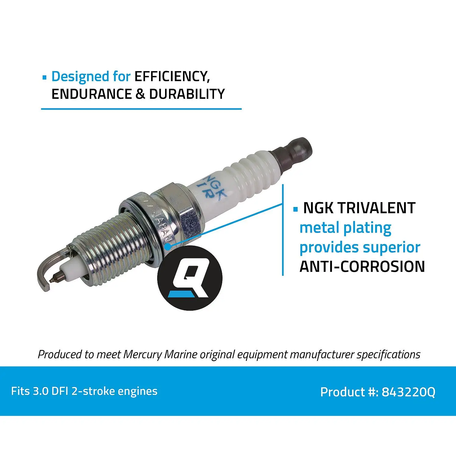 Quicksilver 843220Q NGK IZFR6J Laser Iridium Spark Plug, 1-Pack - Image 3