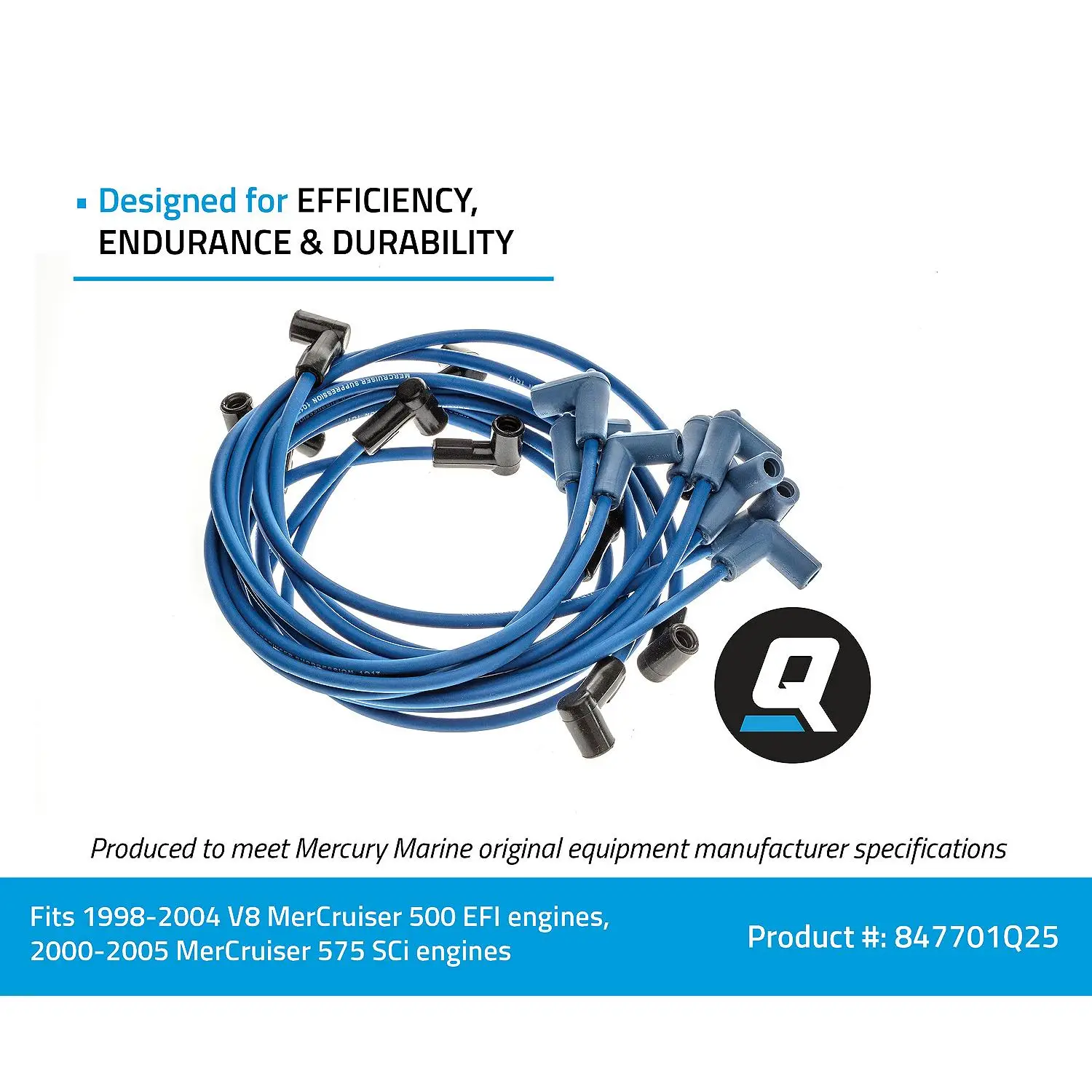 Quicksilver 847701Q25 Blue Wire Spark Plug Wire Kit - Image 6
