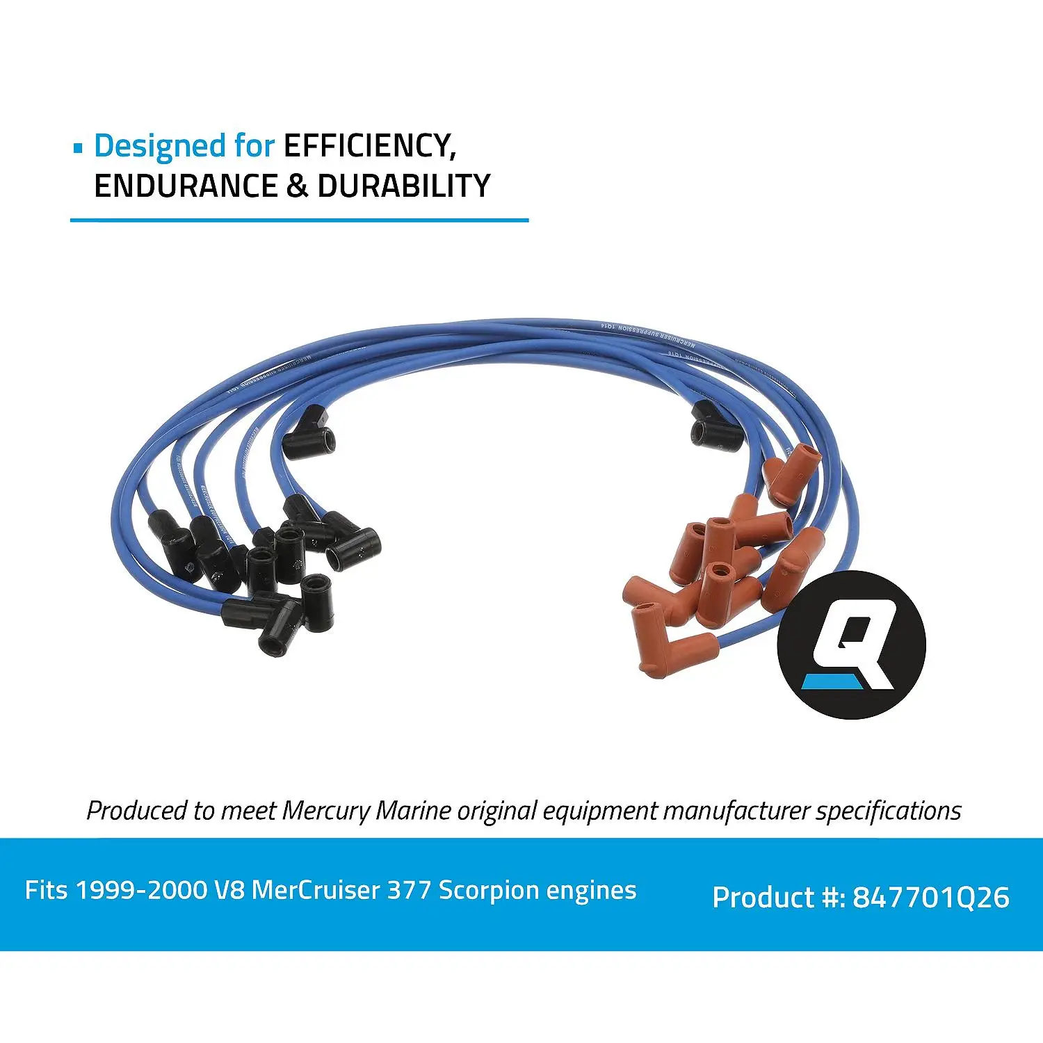 Quicksilver 847701Q26 Blue Wire Spark Plug Wire Kit - Image 7