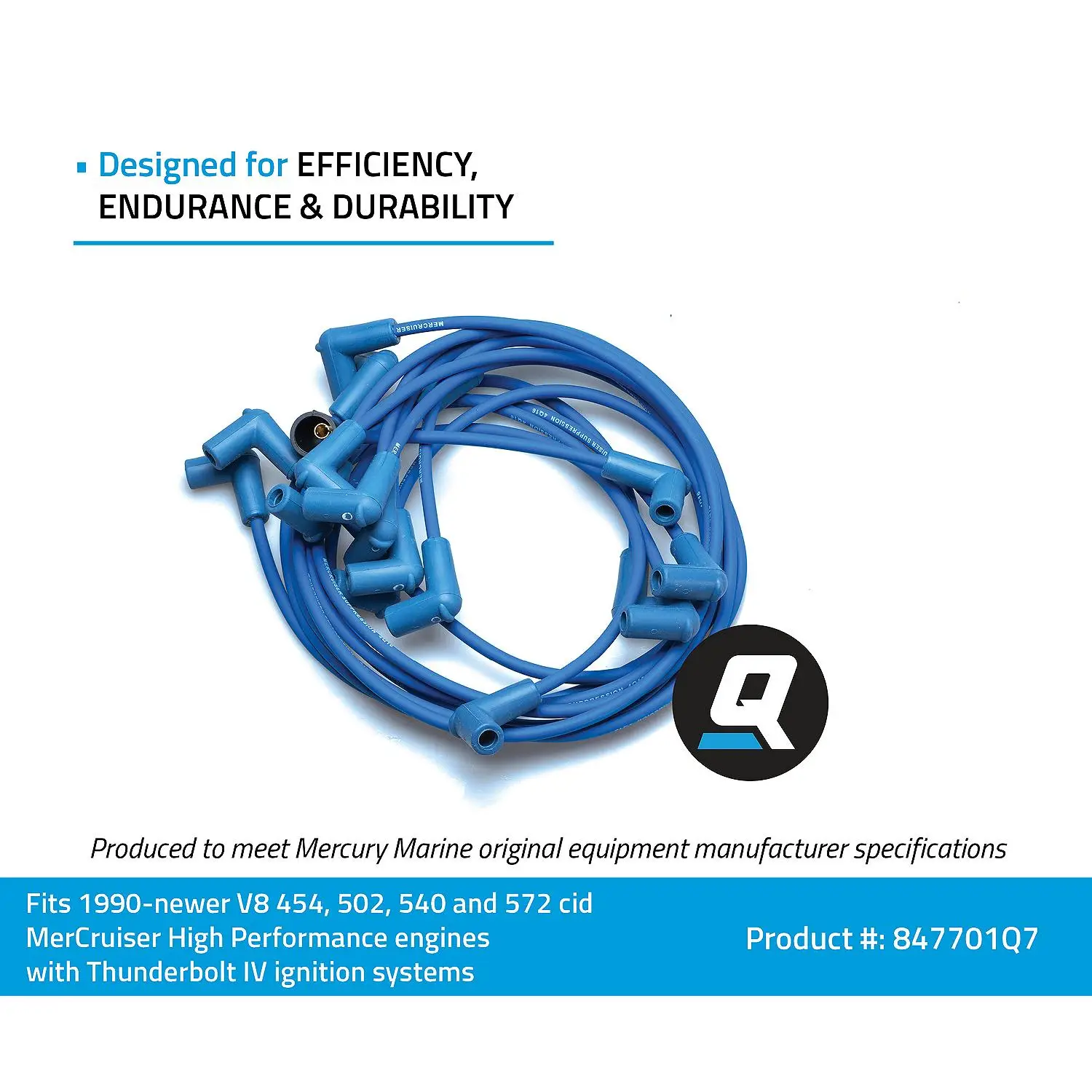 Quicksilver 847701Q7 Blue Wire Spark Plug Wire Kit - Image 6