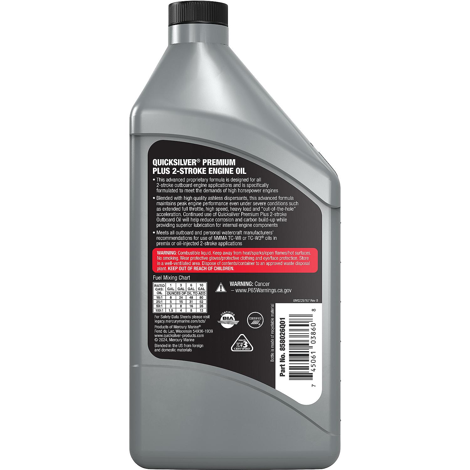 Quicksilver 858026Q01 Premium Plus 2-Stroke Marine Engine Oil Synthetic Blend, 32 Oz. - Image 3