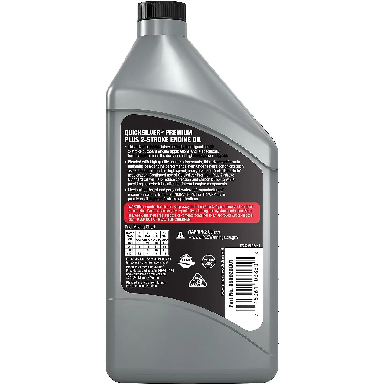 Quicksilver 858026Q01 Premium Plus 2-Stroke Marine Engine Oil Synthetic Blend, 32 Oz. - Image 3