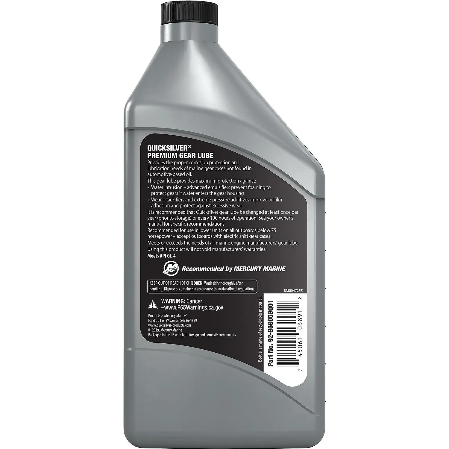 Quicksilver 80W-90 Premium Gear Lube, Marine Engine, 32 oz. - Image 2