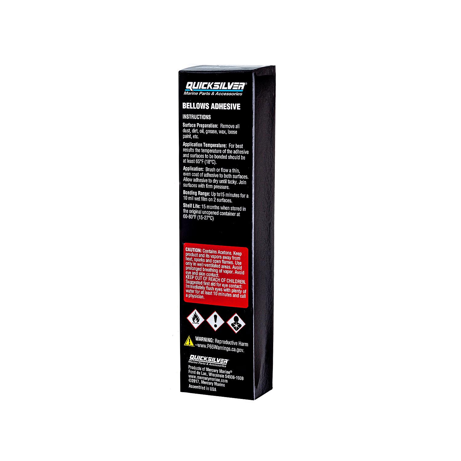 Quicksilver 86166Q1 Bellows Adhesive, Resistant to Oil, Grease, Gasoline and Water, 1.5 oz Tube