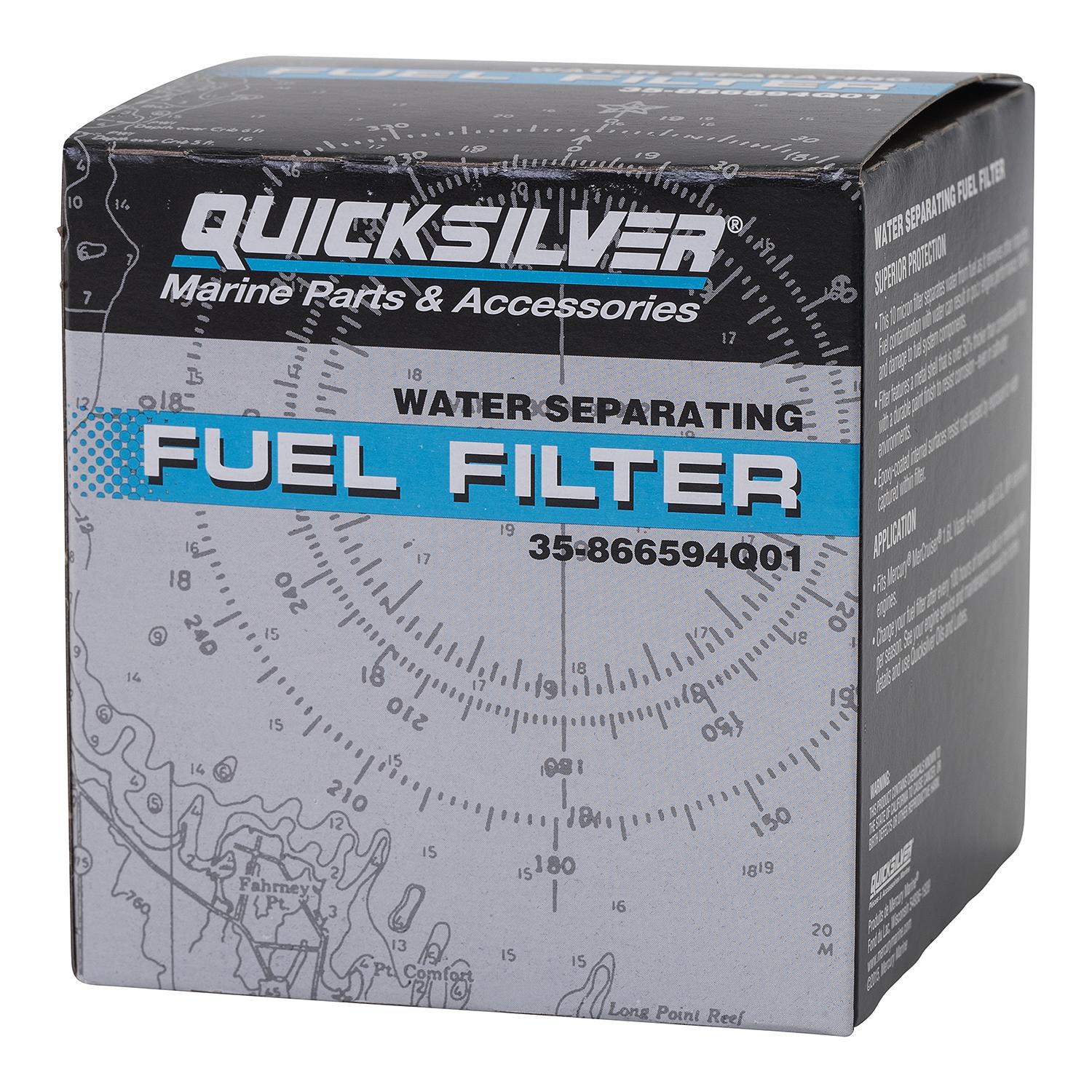 Quicksilver 866594Q01 Water Separating Fuel Filter for Select MerCruiser Vazer and 3.0L MPI EC Engines
