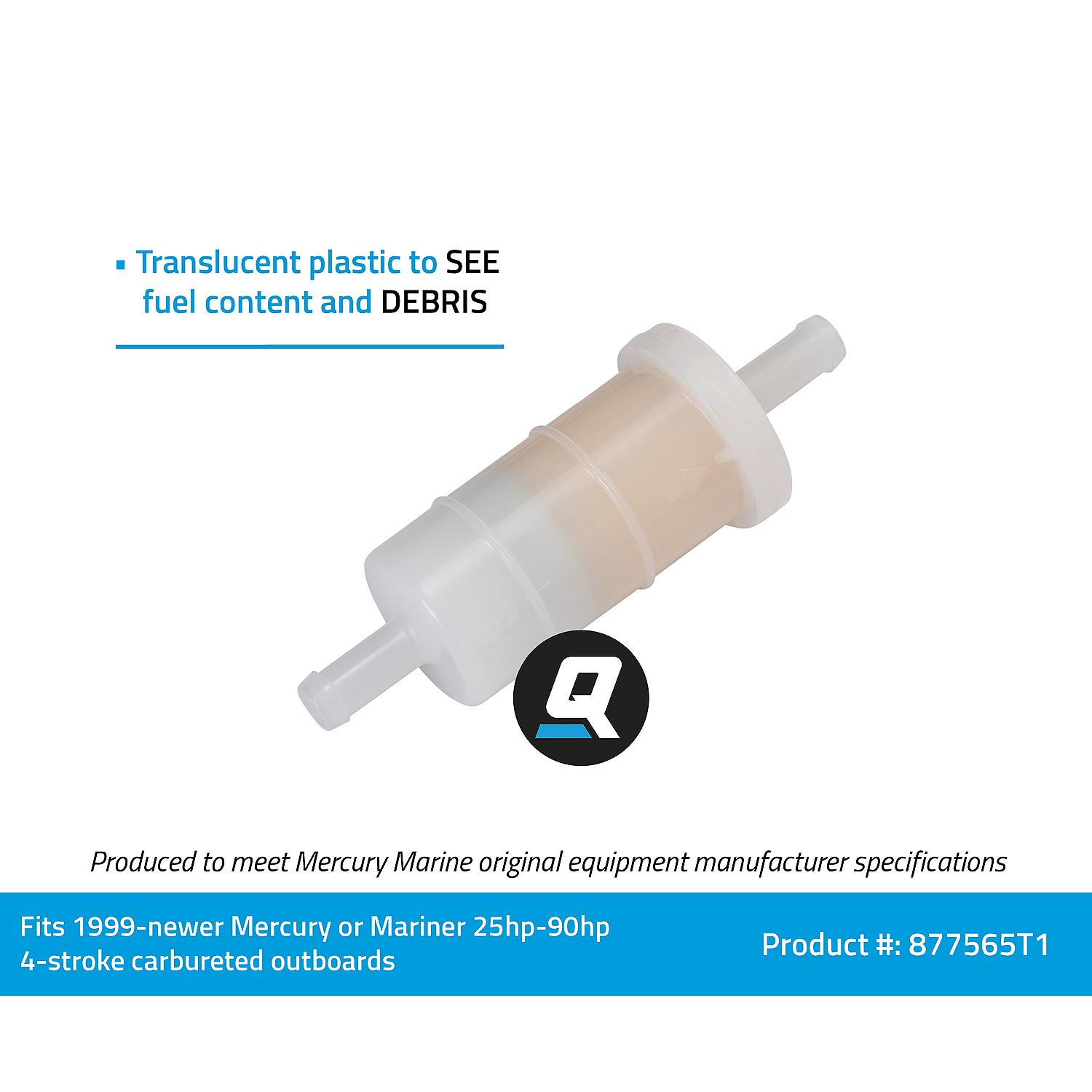Quicksilver 877565T1 Inline Fuel Filter for Mercury and Mariner Carbureted 4-Stroke Outboards - Image 2