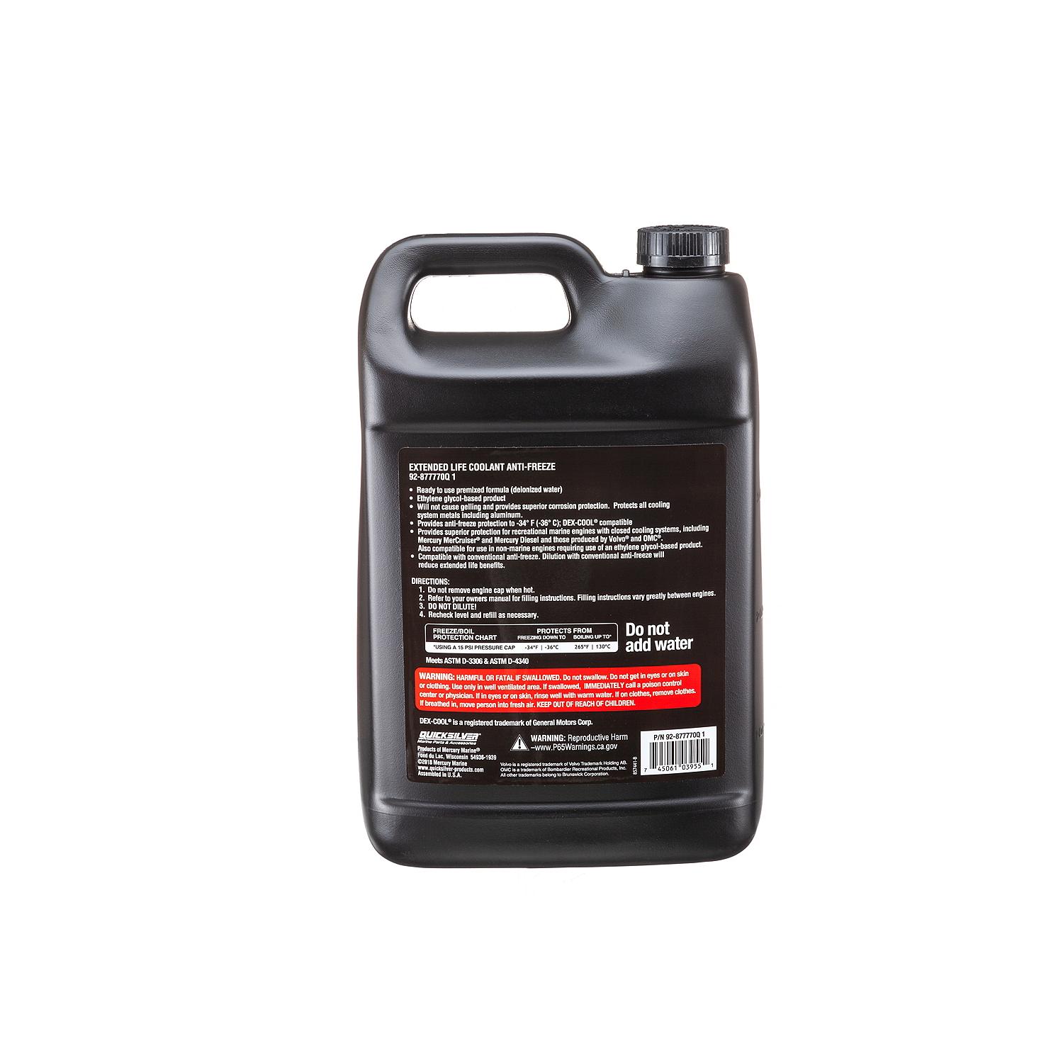 Quicksilver 877770Q1 Extended Life Coolant Anti-Freeze, Pre-Diluted 50/50, 1 Gallon