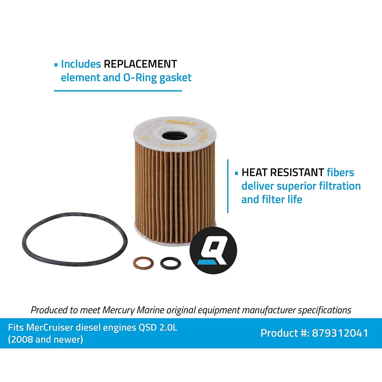 Quicksilver 879312041 Oil Filter Element for MerCruiser Diesel Sterndrive and Inboard Engines - Image 3