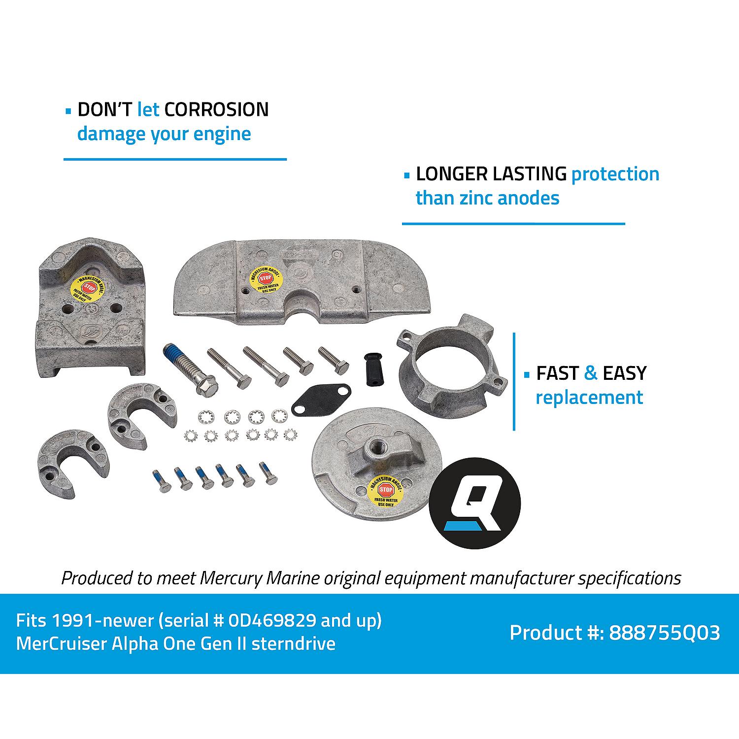 Quicksilver 888755Q03 Magnesium Anode Kit for Select MerCruiser Alpha One Gen II, 1991 & Newer - Image 3