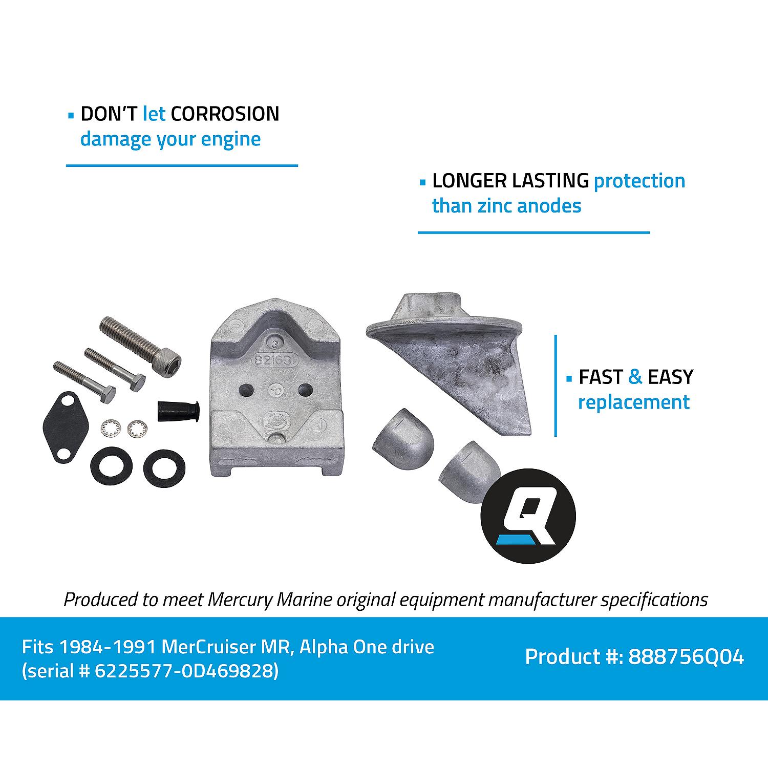 Quicksilver 888756Q04 Aluminum Anode Kit for MerCruiser MR and Alpha One Drives - Image 3