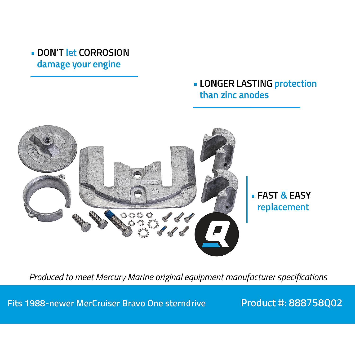 Quicksilver 888758Q02 Aluminum Anode Kit for MerCruiser Bravo One Sterndrives, 1988 & Newer - Image 2