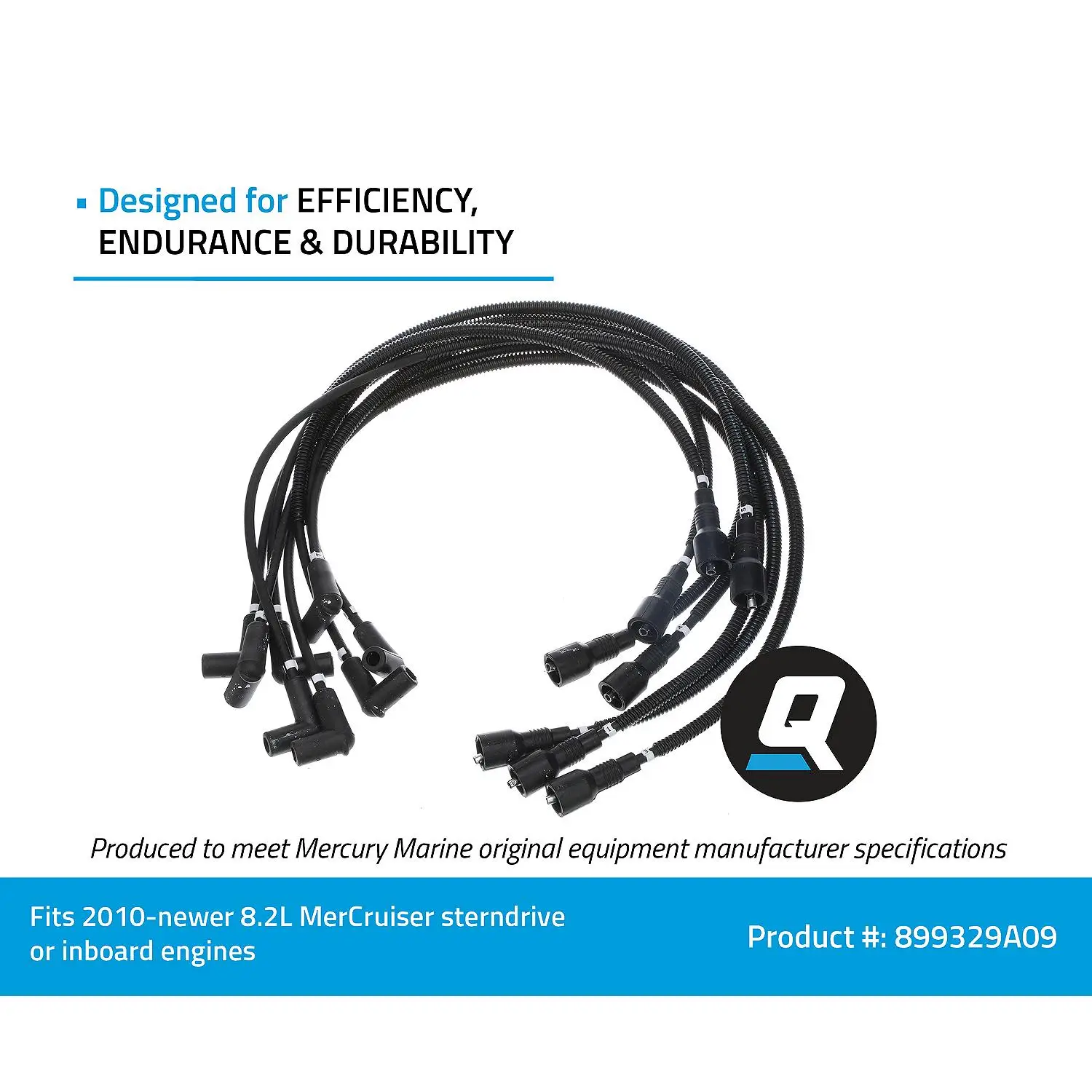 Quicksilver 899329A09 Spark Plug Wire Kit for 8.2L MerCruiser Sterndrive or Inboard Engines, 2010 & Newer - Image 4