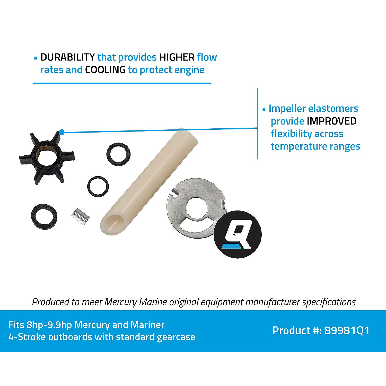 Quicksilver 89981Q1 Water Pump Repair Kit for Select Mercury and Mariner 8-9.9hp 4-Stroke Outboards w/ Standard Gear Case - Image 4