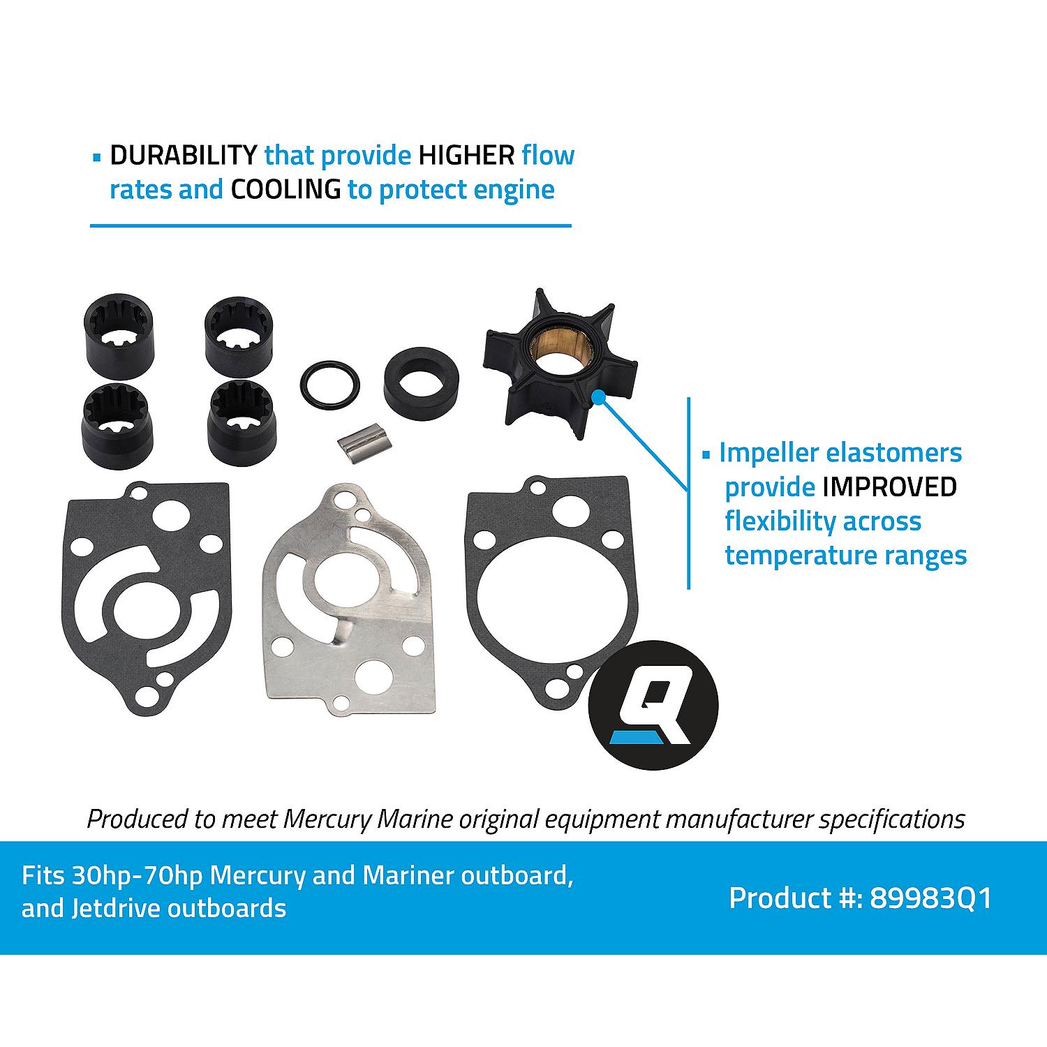 Quicksilver 89983Q1 Water Pump Repair Kit for Mercury and Mariner 30-70hp Outboards and Jet Drive Outboards - Image 4