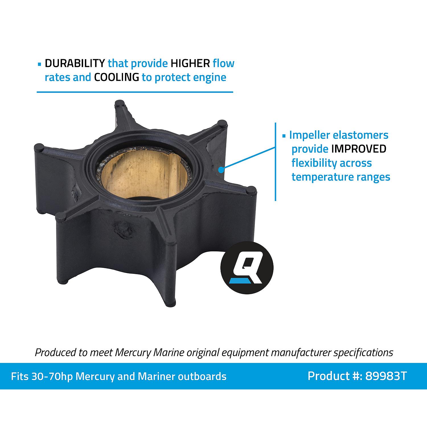 Quicksilver 89983T Water Pump Impeller for Mercury and Mariner 30-70hp Outboards - Image 2