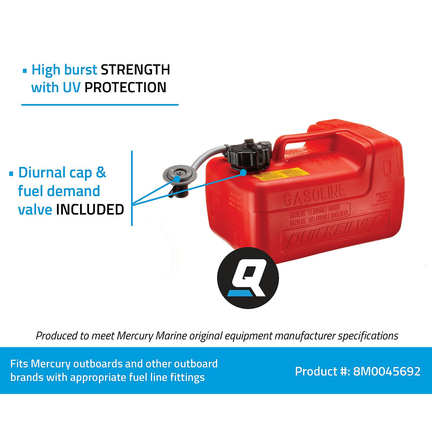 Quicksilver 8M0045692 Portable Marine Boat Fuel Tank w/ Fuel Demand Valve, 3.2 Gallon Capacity - Image 6
