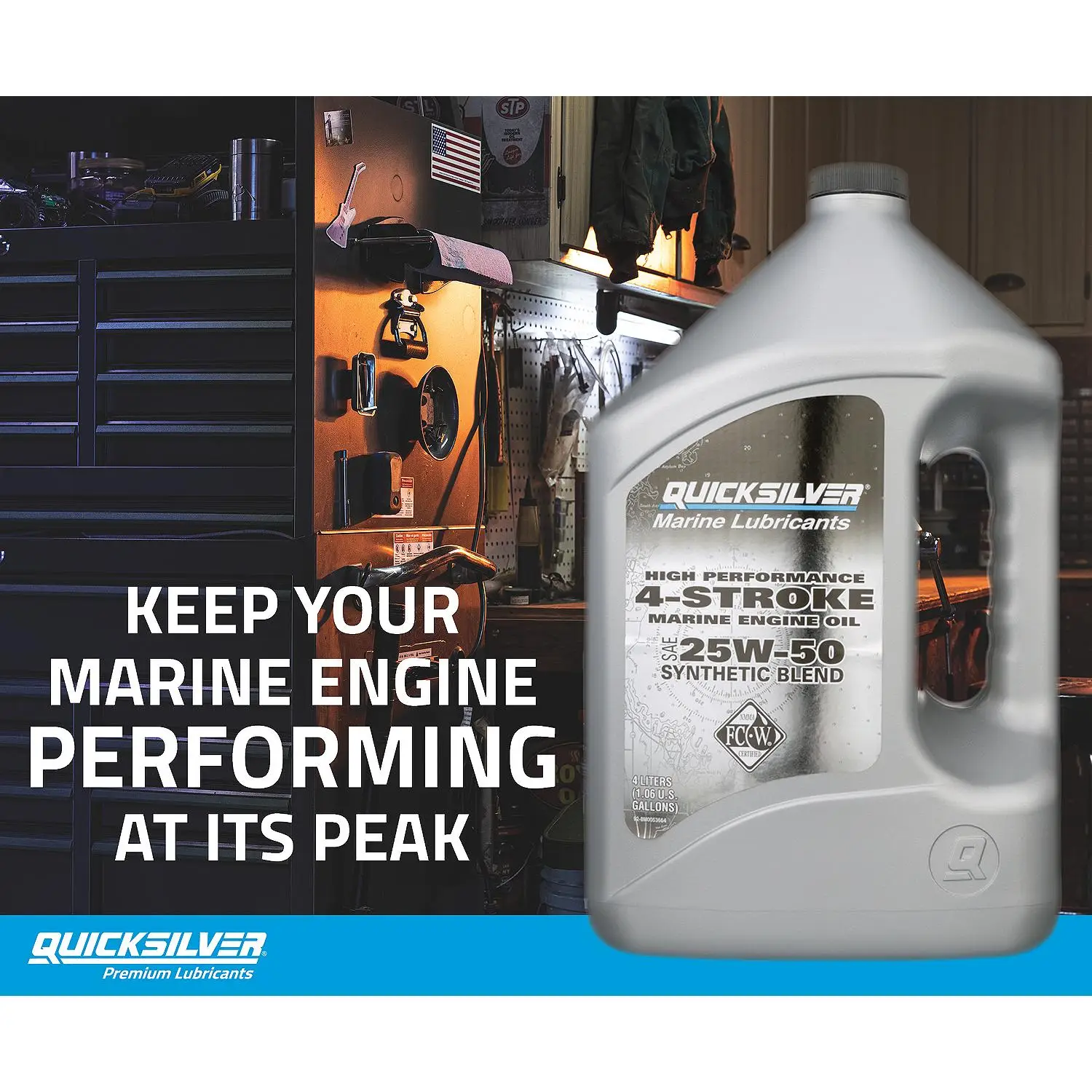 Quicksilver 25W-50 High Performance Synthetic Marine Engine Oil, 1 Gallon - Image 4
