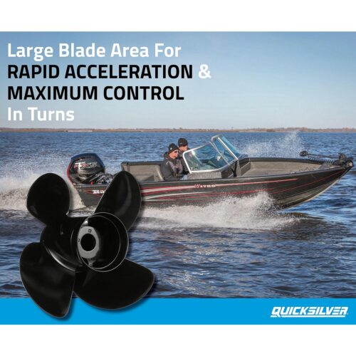 Quicksilver Nemesis 4-Blade Aluminum Propeller, 12.5″ Diameter x 19″ Pitch, Right Hand Rotation