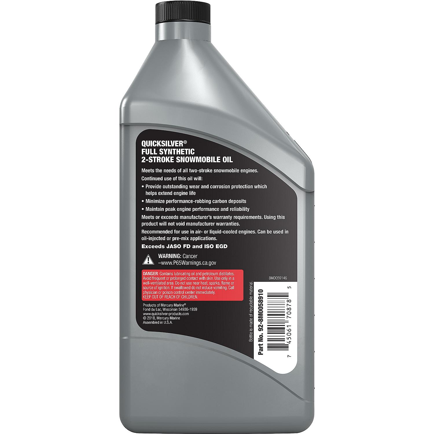 Quicksilver 8M0058910 Full Synthetic 2-Stroke Snowmobile Oil, 1 Qt. - Image 4
