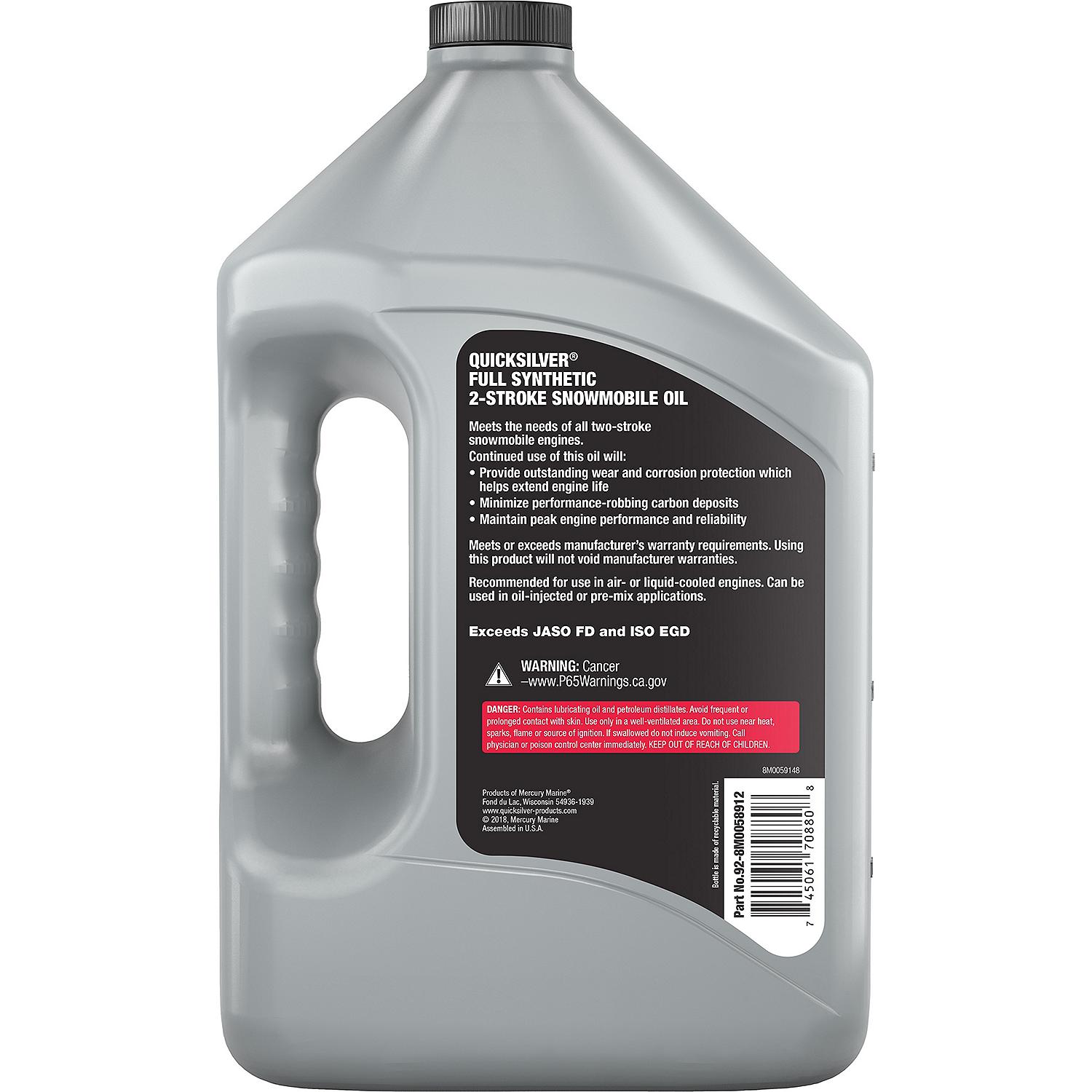 Quicksilver 8M0058912 Full Synthetic 2-Stroke Snowmobile Oil, 1 Gallon - Image 3