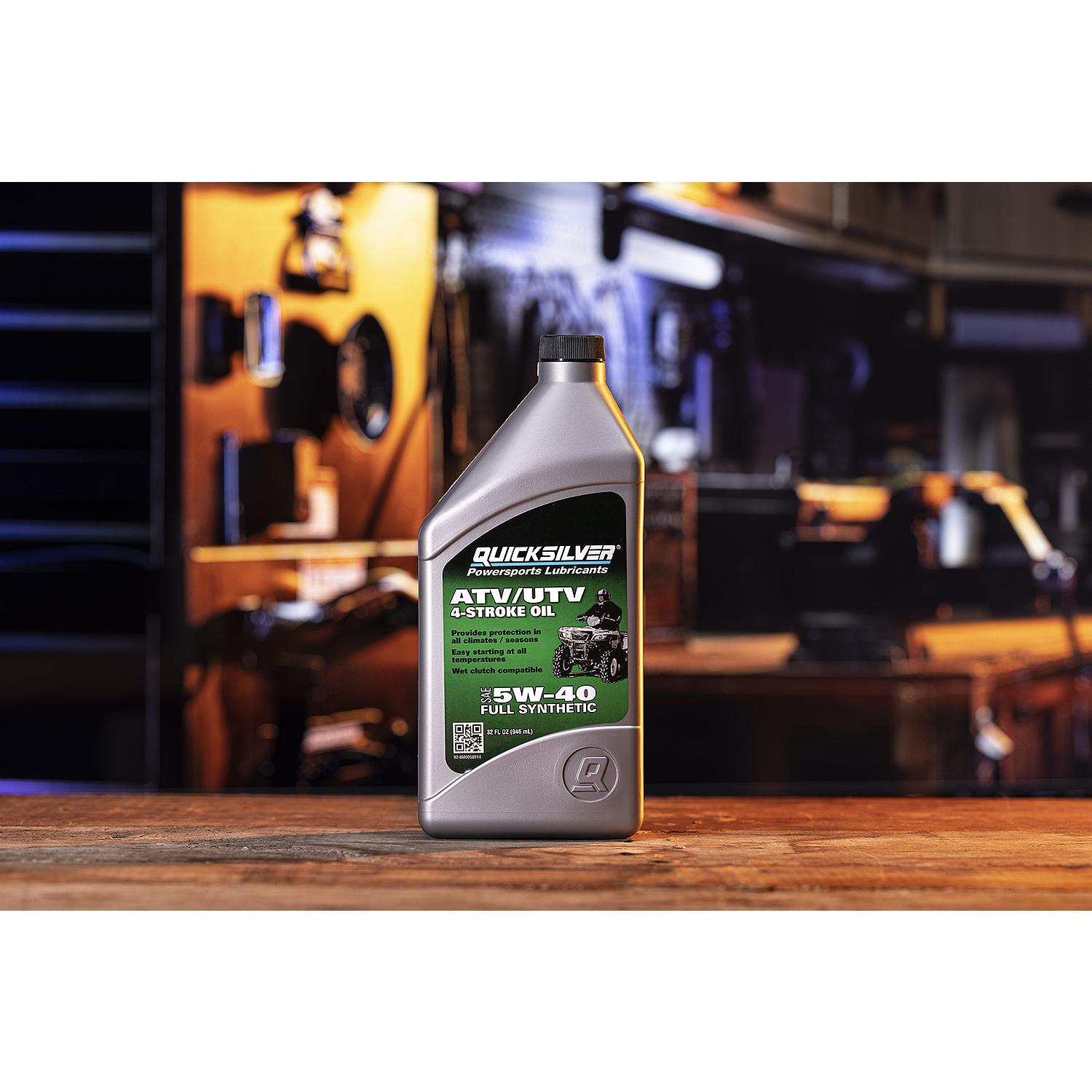 Quicksilver 8M0058914 5W-40 Full Synthetic 4-Stroke ATV Engine Oil, 1 Quart