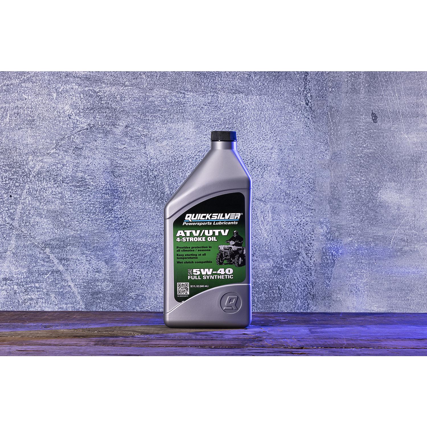 Quicksilver 8M0058914 5W-40 Full Synthetic 4-Stroke ATV Engine Oil, 1 Quart - Image 2