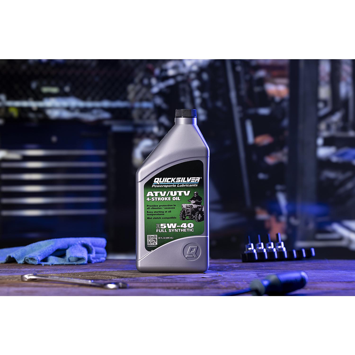 Quicksilver 8M0058914 5W-40 Full Synthetic 4-Stroke ATV Engine Oil, 1 Quart - Image 3