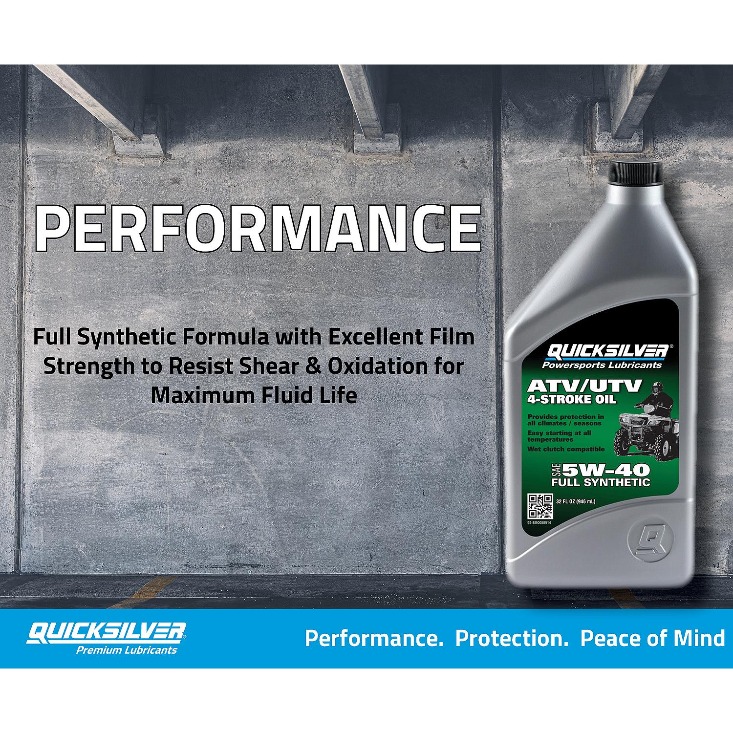 Quicksilver 8M0058914 5W-40 Full Synthetic 4-Stroke ATV Engine Oil, 1 Quart - Image 4