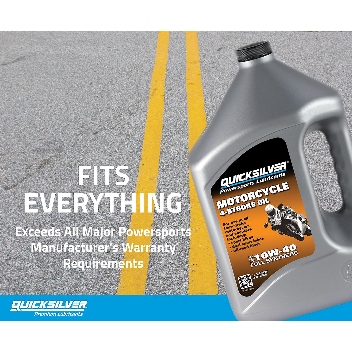 Quicksilver 10W-40 4-Stroke Full Synthetic Motorcycle Oil, 1 Gallon - Image 3