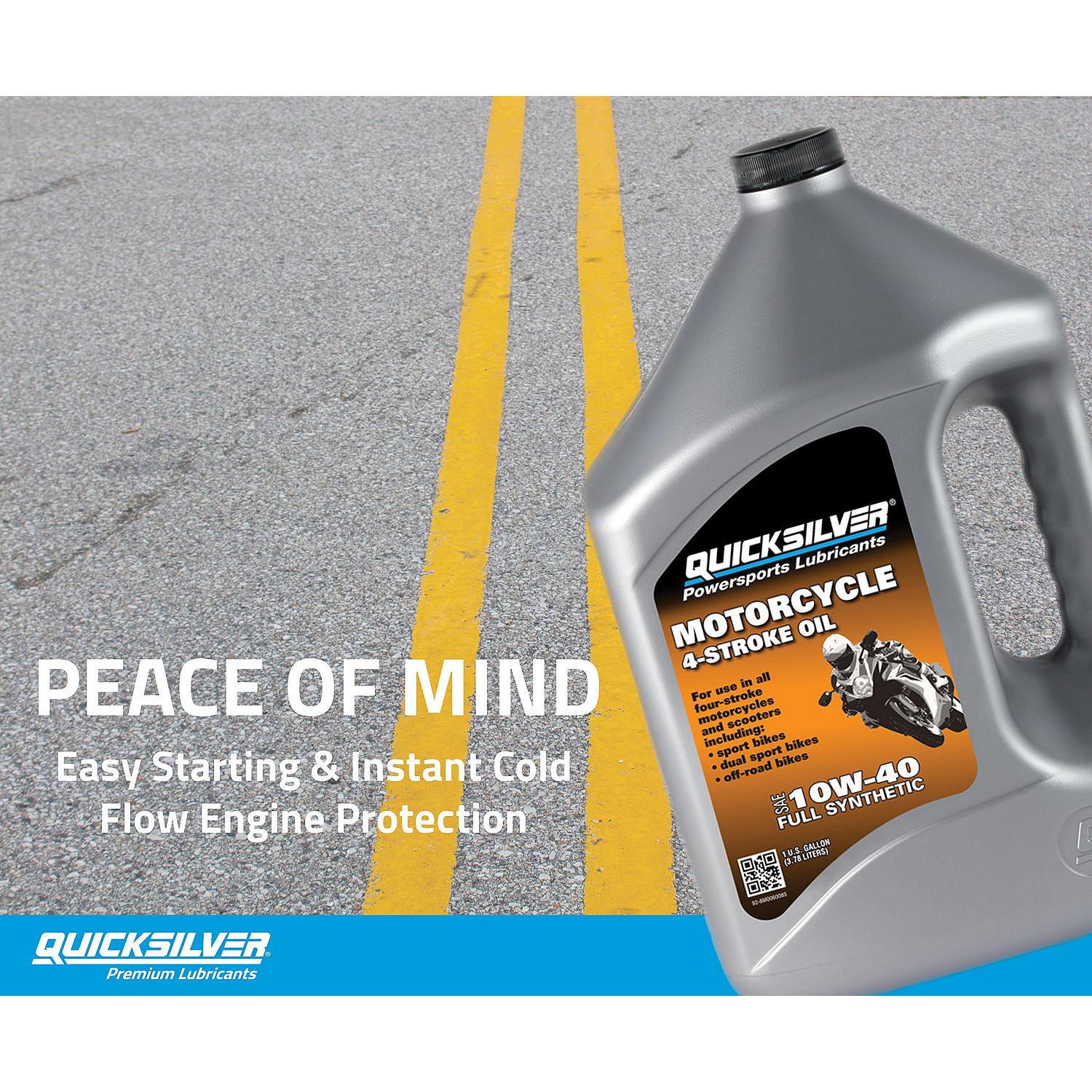 Quicksilver 10W-40 4-Stroke Full Synthetic Motorcycle Oil, 1 Gallon - Image 4