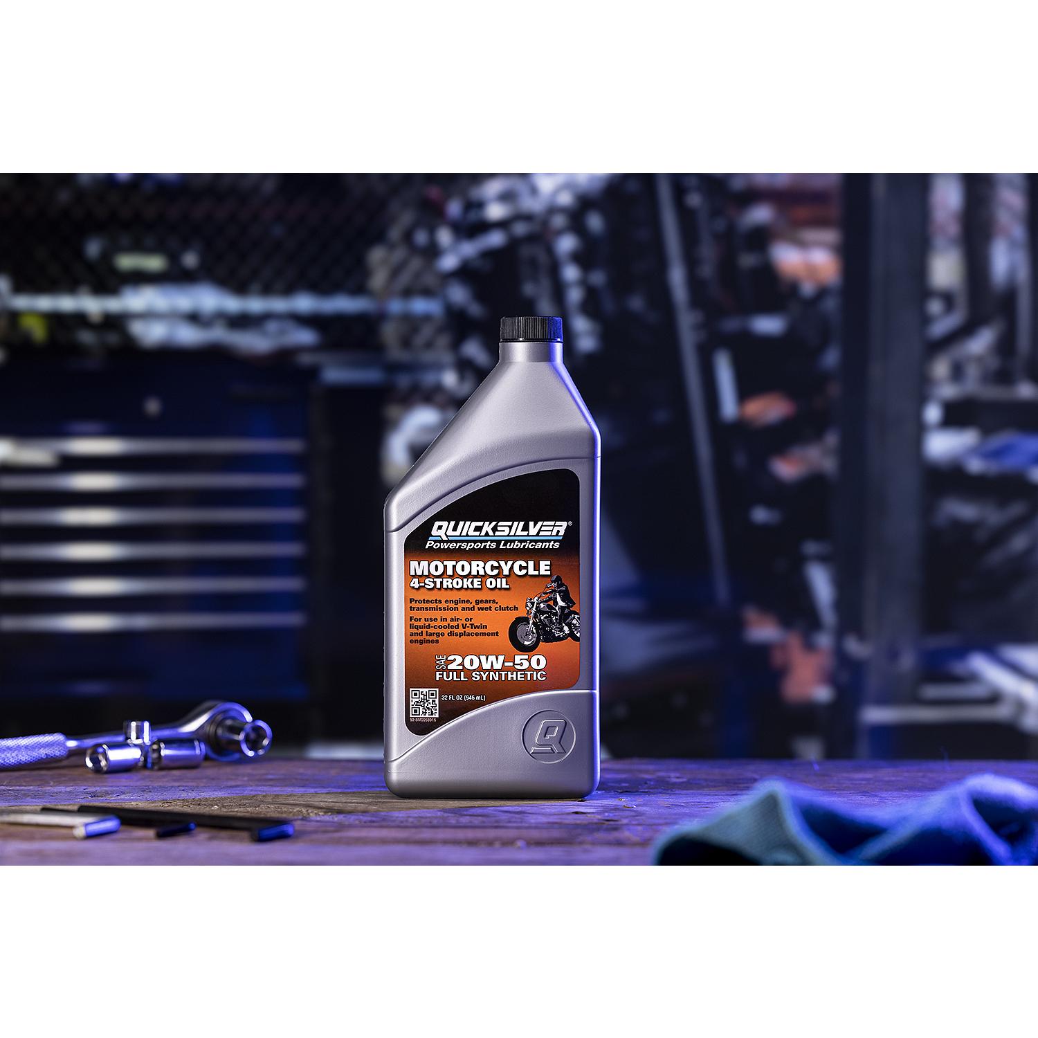 Quicksilver 20W-50 Full Synthetic Motorcycle Oil, 1 Quart - Image 2