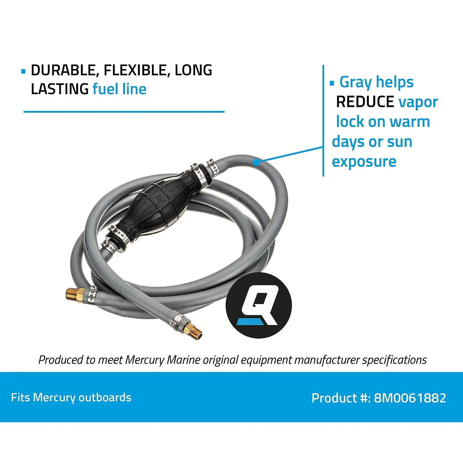 Quicksilver 8M0061882 Fuel Line Assembly, 8 Ft. Long w/ Primer Bulb - Image 6