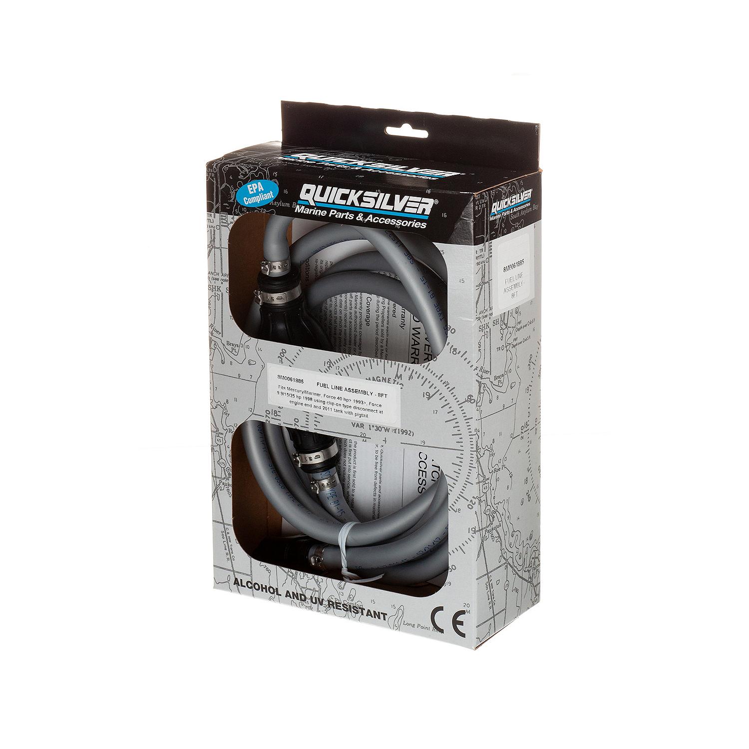 Quicksilver 8M0061885 Fuel Line Assembly, 8 Ft. Long w/ Primer Bulb