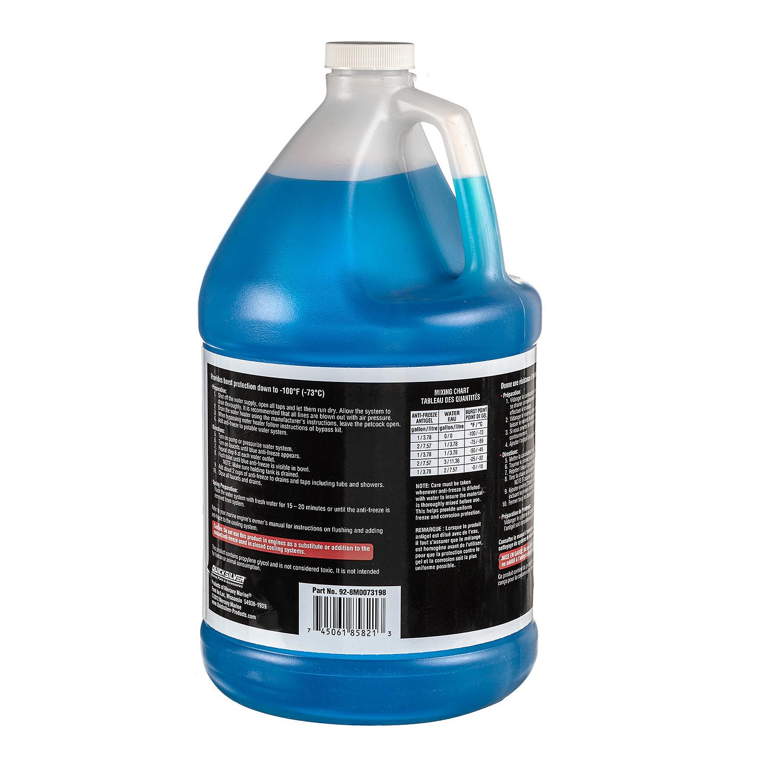 Quicksilver 8M0073198 Water System Anti-Freeze, Burst Protection -100 Degrees F, 1 Gallon - Image 4